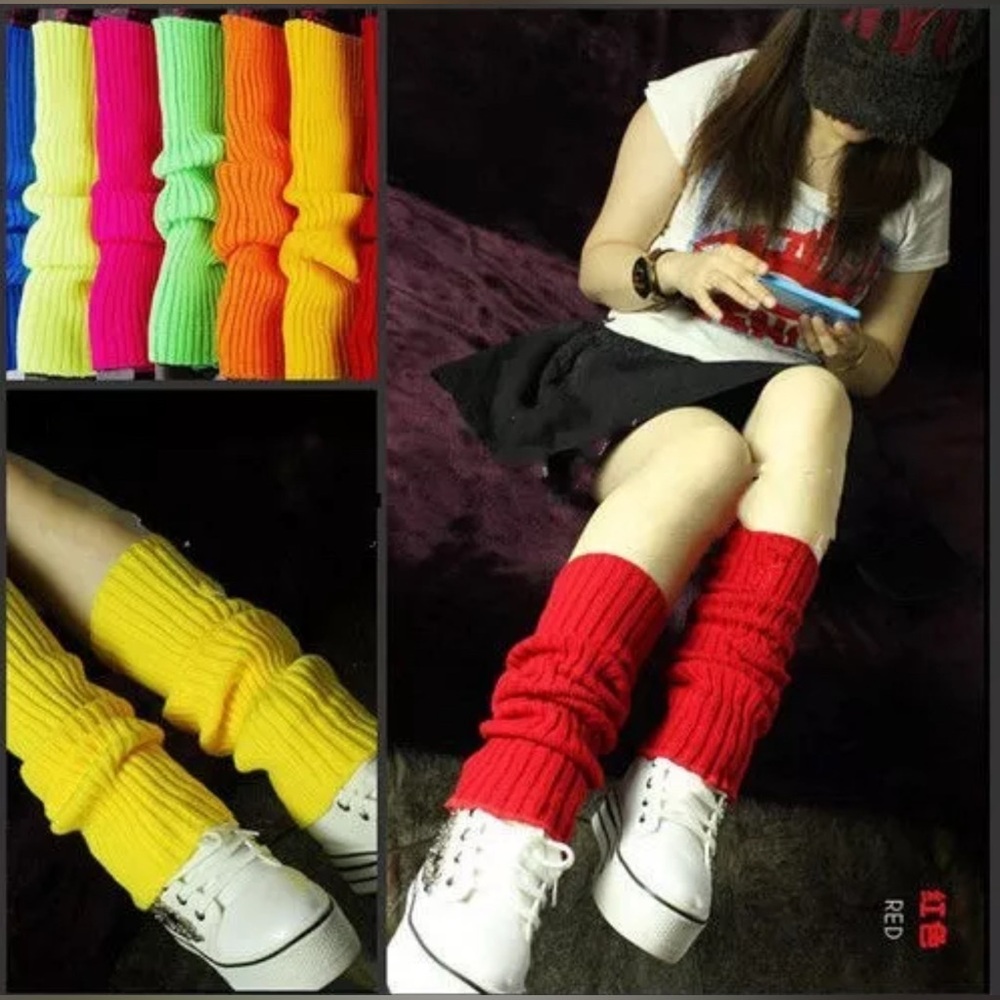 LEG WARMERS Knitted Women's Costume Neon Fluro
Dance Party Knit Sexy 80's Yoga - Picture 8 of 11